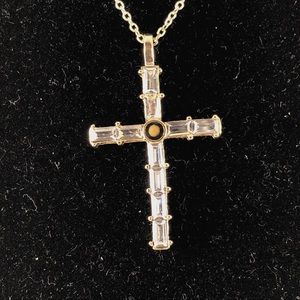 14KT Gold layered Swarovski Cross w/ mustard seed